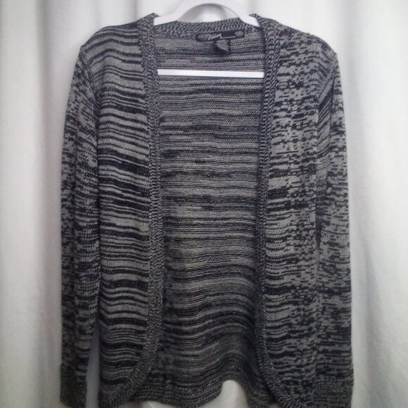 Ashley by 26 International Cardigan Sweater S Long Sleeve Open Front Black Gray - Picture 9 of 16